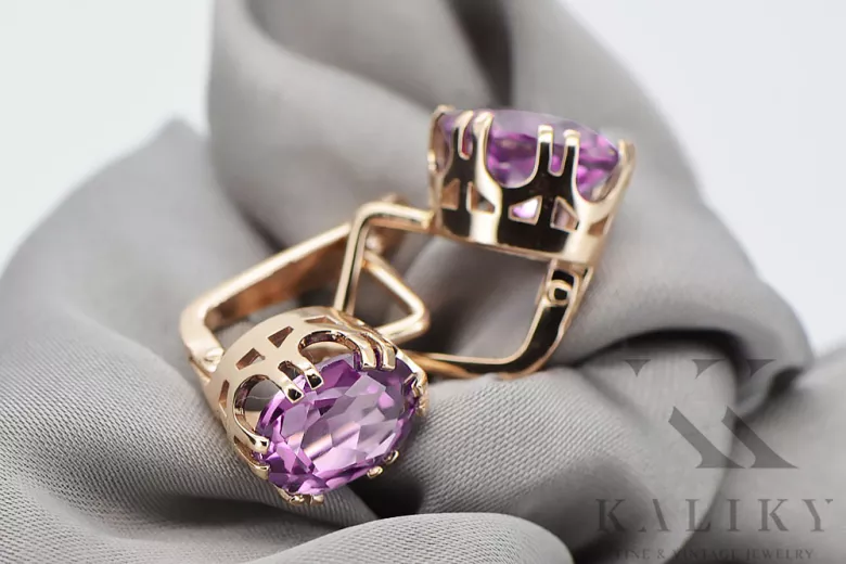 Βίντεο στυλ Κορδόνια Amethyst Original vintage 14k από ροζ χρυσό vec016r